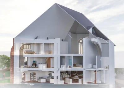 CG Cross Section of St John's church, converted into apartment dwellings