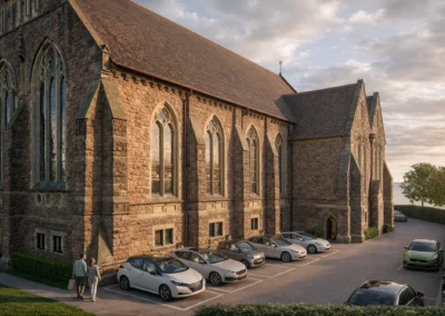 CGI Visualisation of the converted St John's Church into residential dwellings, st johns, church conversion, cgi